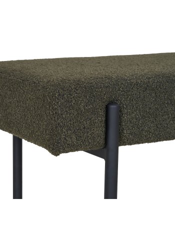 HOUSE NORDIC Swindon bnk, rektangulr - mrkegrn bouclé polyester stof og sort stl (100x36)
