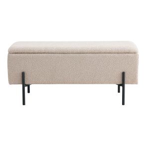 HOUSE NORDIC Watford bnk, m. opbevaring - beige bouclé polyester stof og sort metal (95x36,5)