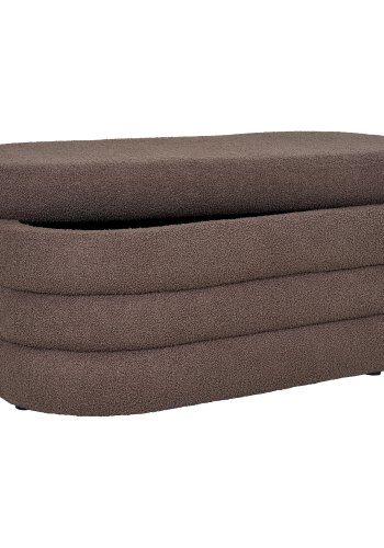 HOUSE NORDIC Dartford bnk, m. opbevaring, oval - brun bouclé polyester stof (103x45)