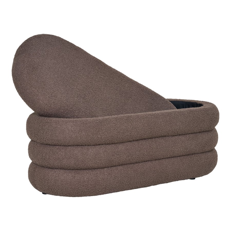 HOUSE NORDIC Dartford bnk, m. opbevaring, oval - brun bouclé polyester stof (103x45)
