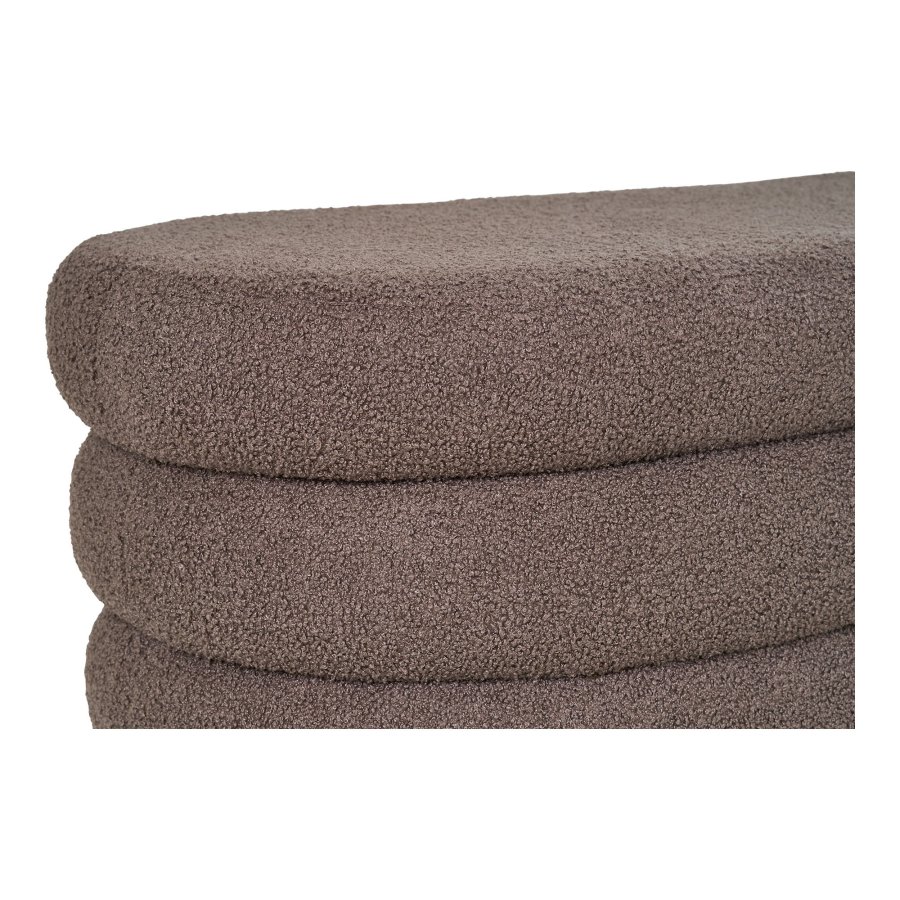 HOUSE NORDIC Dartford bnk, m. opbevaring, oval - brun bouclé polyester stof (103x45)