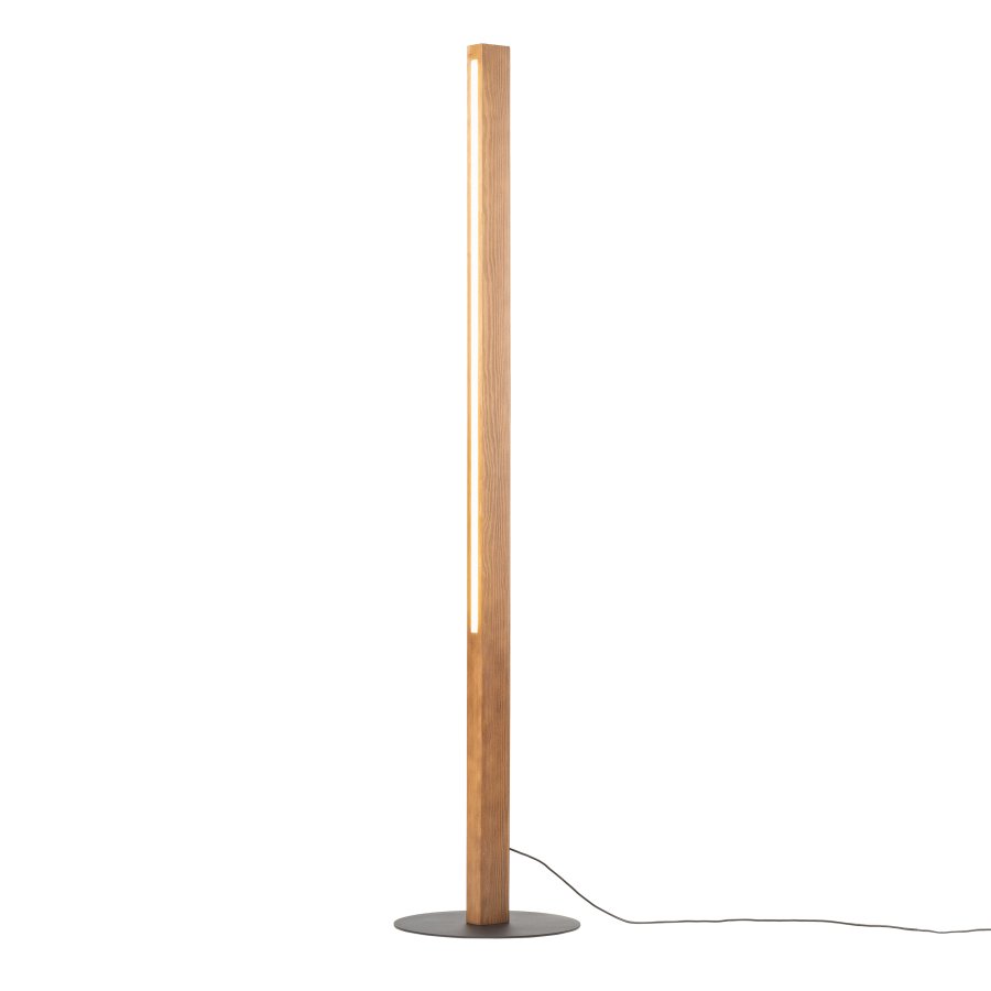 TK Teo LED gulvlampe - valnddefarvet tr og sort metal