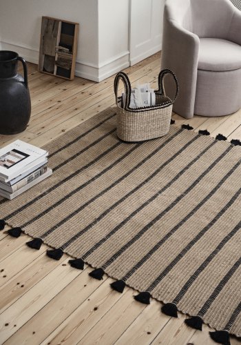 BROSTE COPENHAGEN Lykke kurv, m. hank - sort og natur sgrs (st med 3)