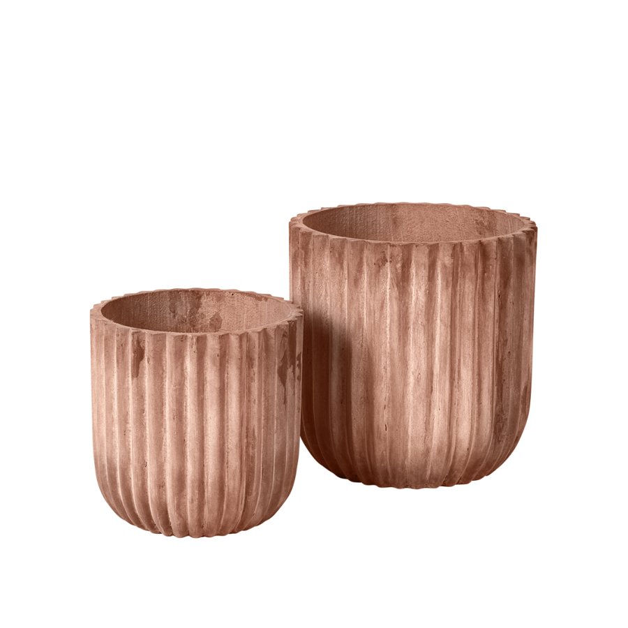 BROSTE COPENHAGEN Fiber udendrs krukke, rund - terracotta fibercement (st med 2)