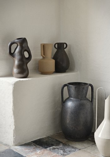 BROSTE COPENHAGEN Simi vase, rund - antik gr/sort keramik