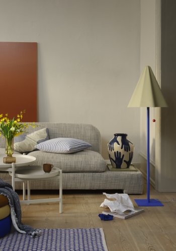 BROSTE COPENHAGEN Mime vase, rund - intense bl og rainy day gr keramik