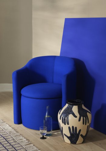 BROSTE COPENHAGEN Mime vase, rund - intense bl og rainy day gr keramik