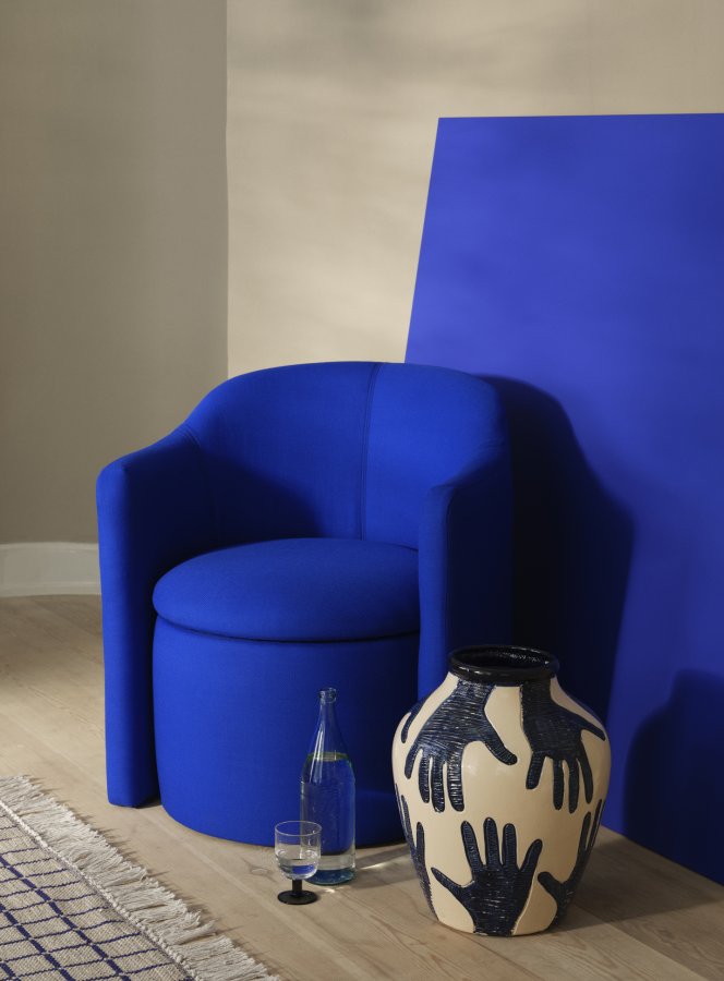 BROSTE COPENHAGEN Mime vase, rund - intense bl og rainy day gr keramik