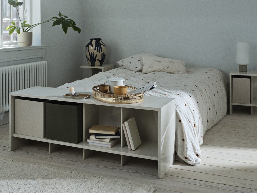 BROSTE COPENHAGEN Mime vase, rund - intense bl og rainy day gr keramik