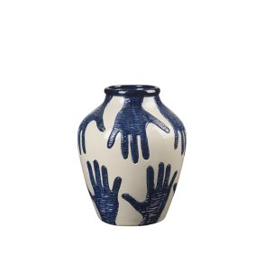 BROSTE COPENHAGEN Mime vase, rund - intense bl og rainy day gr keramik