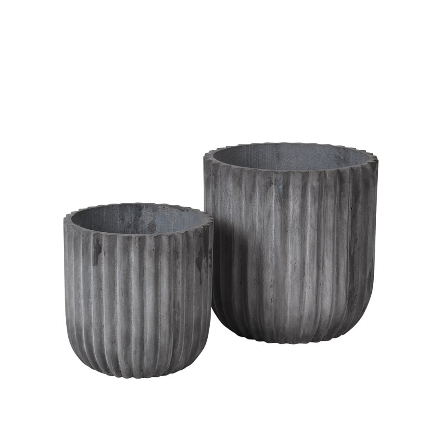 BROSTE COPENHAGEN Fiber udendrs krukke, rund - charcoal fibercement (st med 2)