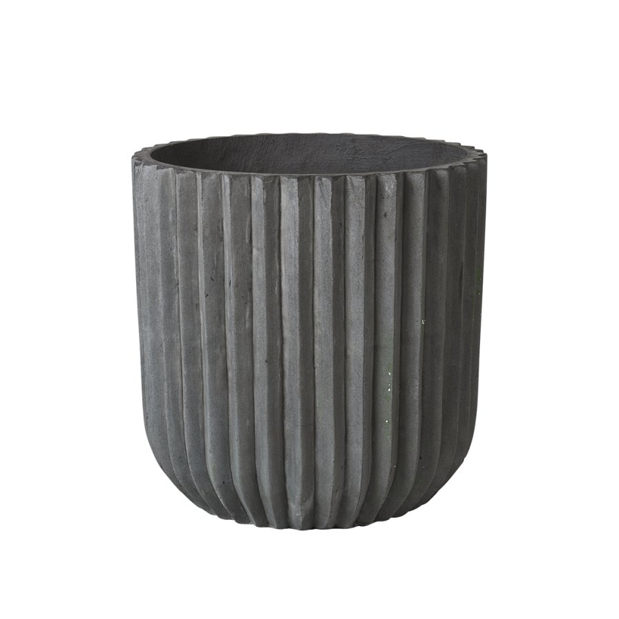 BROSTE COPENHAGEN Fiber udendrs krukke, rund - charcoal fibercement