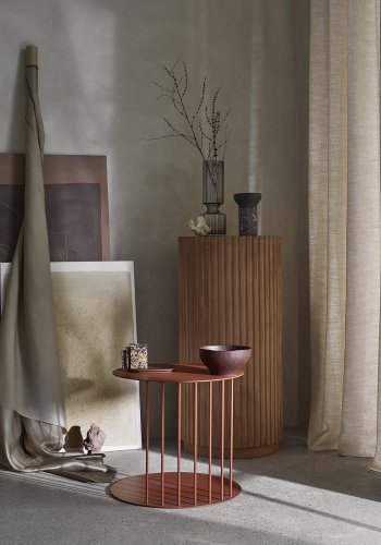 BROSTE COPENHAGEN rund Rillo sidebord - brun fibercement (38)