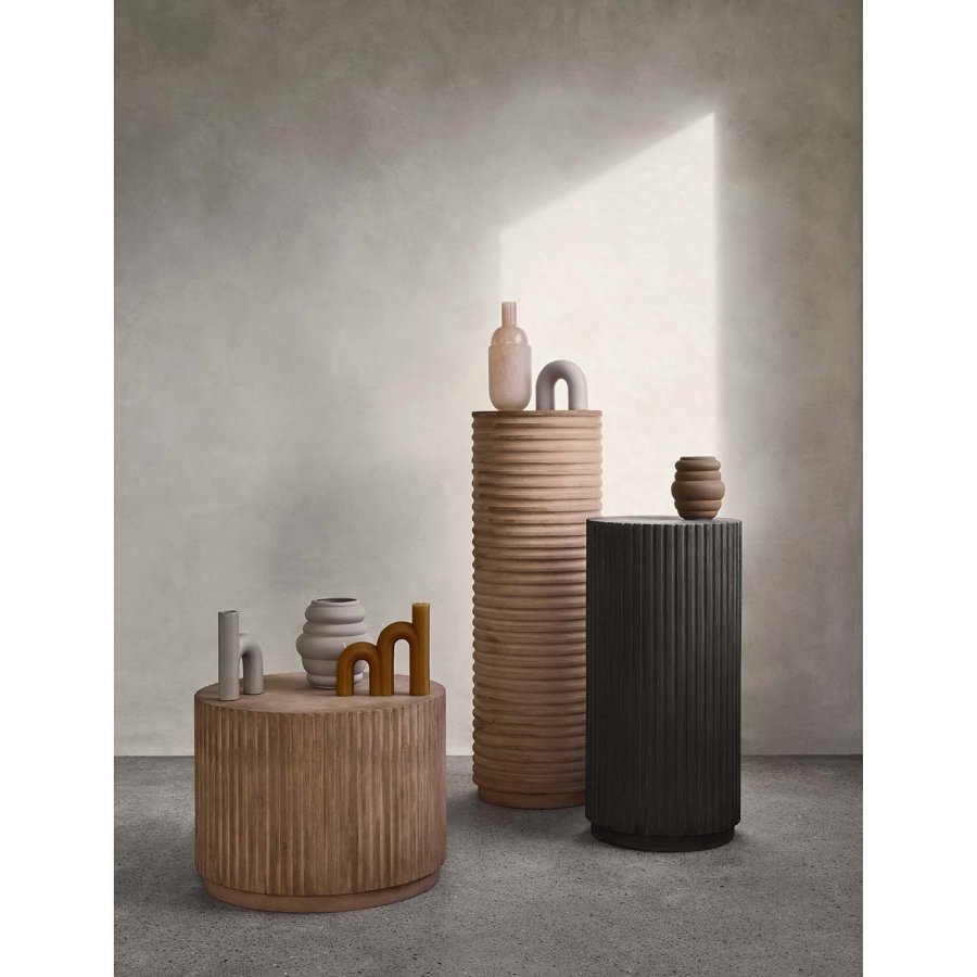 BROSTE COPENHAGEN rund Rillo sidebord - gr fibercement (38,5)