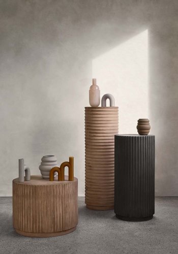 BROSTE COPENHAGEN rund Rillo sofabord - brun fibercement (56)