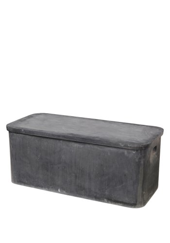 BROSTE COPENHAGEN Fiber havebnk, m. opbevaring - charcoal fibercement (103,5x48)