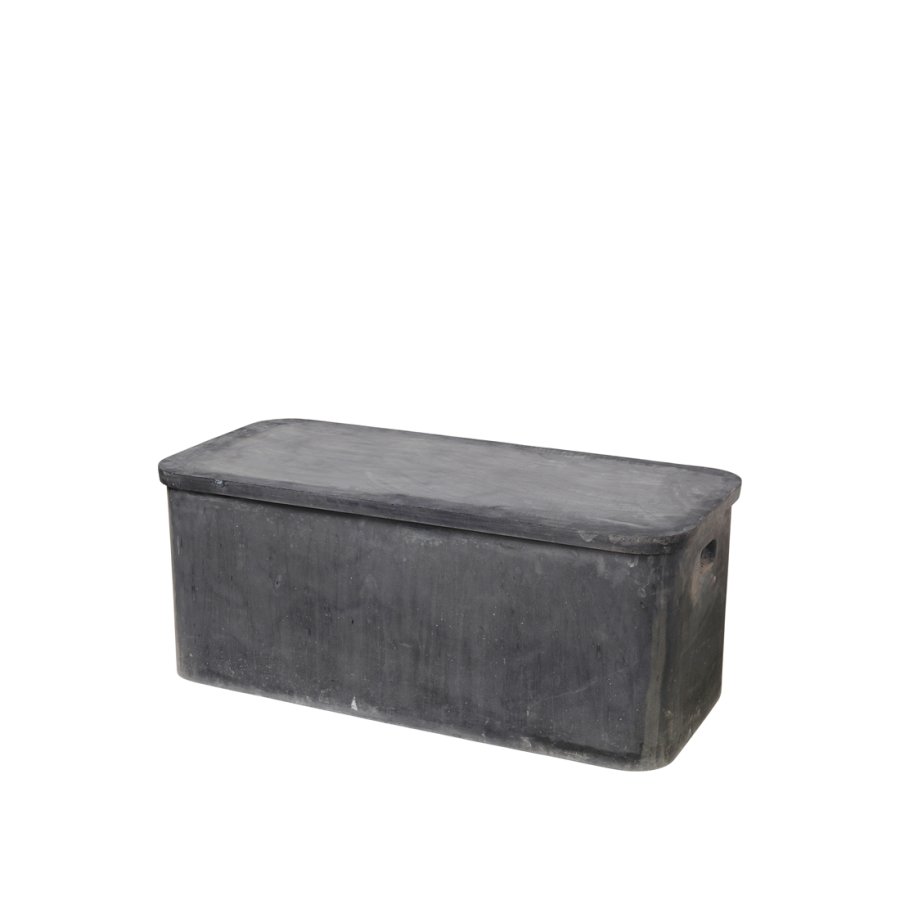 BROSTE COPENHAGEN Fiber havebnk, m. opbevaring - charcoal fibercement (103,5x48)