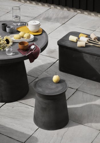 BROSTE COPENHAGEN Fiber udendrs skammel, rund - charcoal fibercement (40)