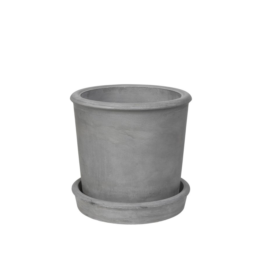 BROSTE COPENHAGEN Rolf udendrs krukke, rund - charcoal fibercement