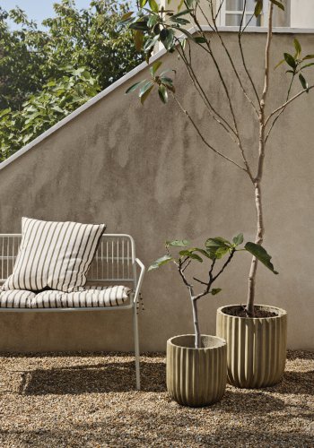 BROSTE COPENHAGEN Fiber udendrs krukke, rund - antik beige fibercement (st med 2)