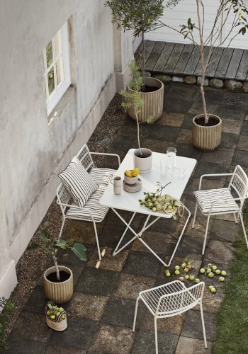 BROSTE COPENHAGEN Fiber udendrs krukke, rund - antik beige fibercement (st med 2)