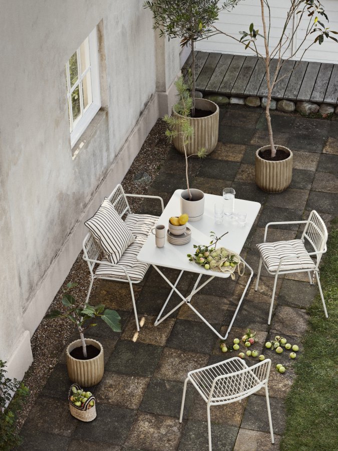 BROSTE COPENHAGEN Fiber udendrs krukke, rund - antik beige fibercement (st med 2)