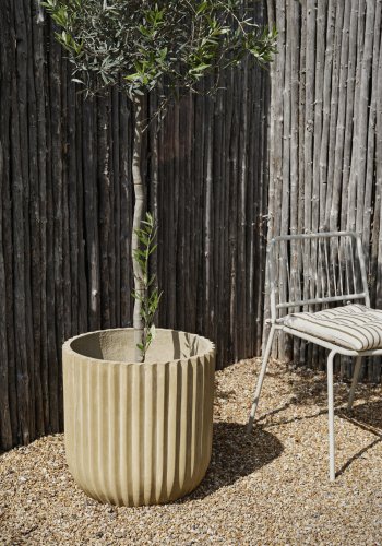 BROSTE COPENHAGEN Fiber udendrs krukke, rund - antik beige fibercement