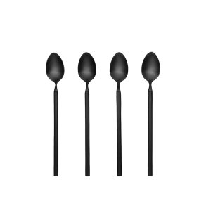 BROSTE COPENHAGEN Tvis lang ske - titanium sort rustfrit stl (st med 4)