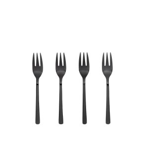BROSTE COPENHAGEN Hune kagegaffel - titanium mat sort rustfrit stl (st med 4)