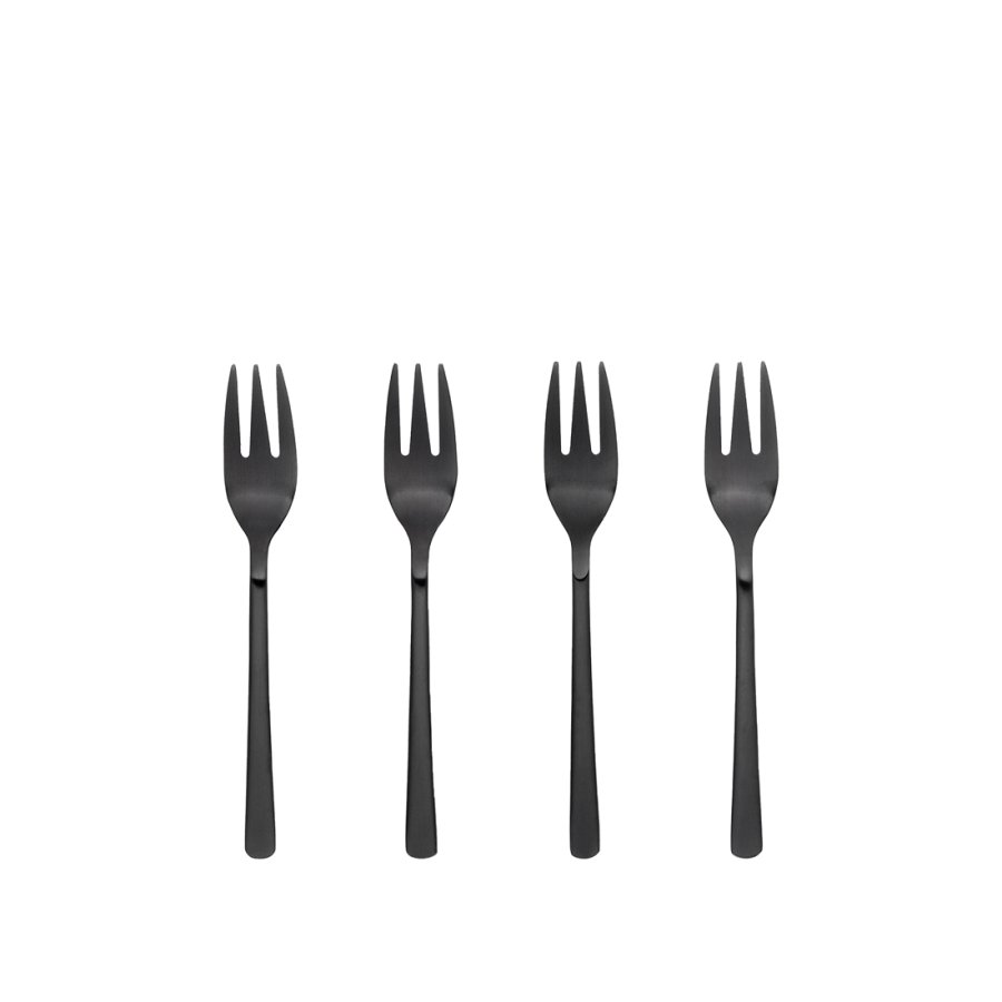 BROSTE COPENHAGEN Hune kagegaffel - titanium mat sort rustfrit stl (st med 4)