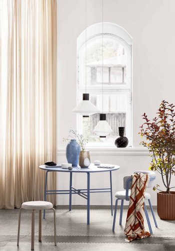 BROSTE COPENHAGEN Ada Dot vase, rund - taupe varm gr glas