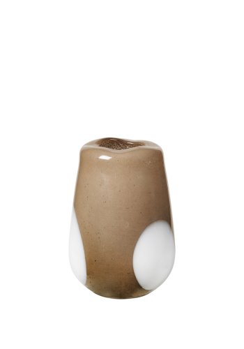 BROSTE COPENHAGEN Ada Dot vase, rund - taupe varm gr glas