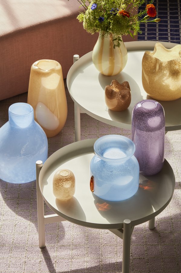 BROSTE COPENHAGEN Silas vase, rund - serenity lysebl glas