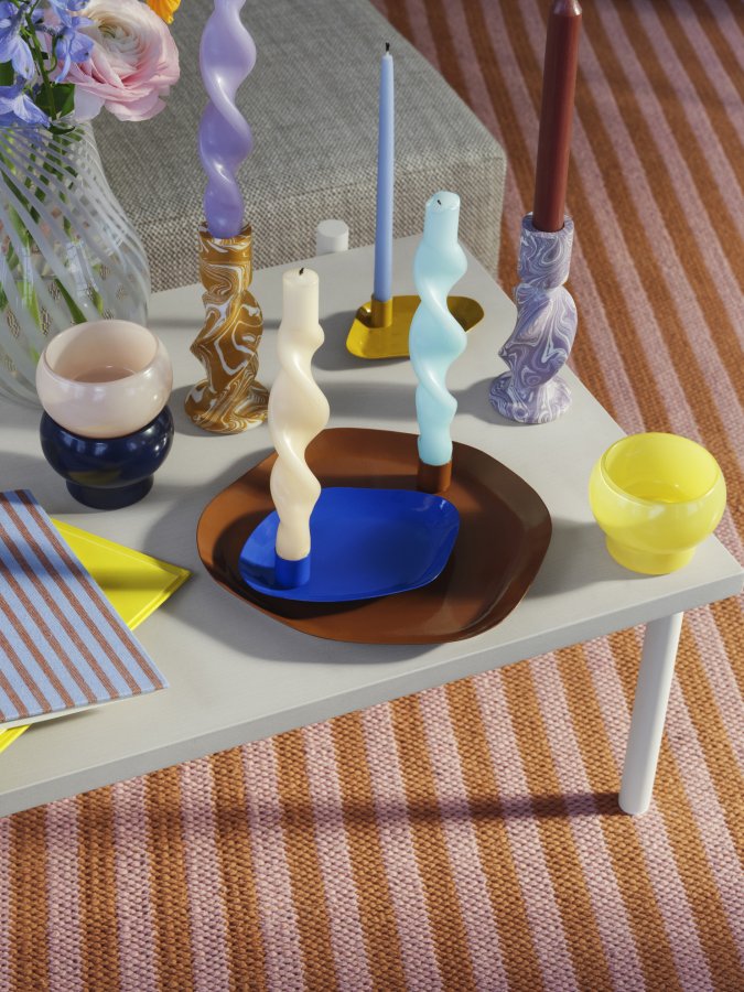 BROSTE COPENHAGEN Agate lysestage (st af 3), farvet glas (: 9 cm)