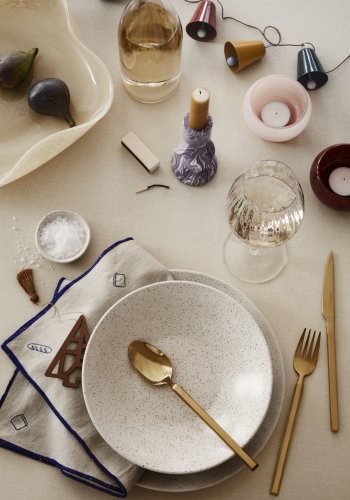 BROSTE COPENHAGEN Agate lysestage (st af 3), farvet glas (: 9 cm)