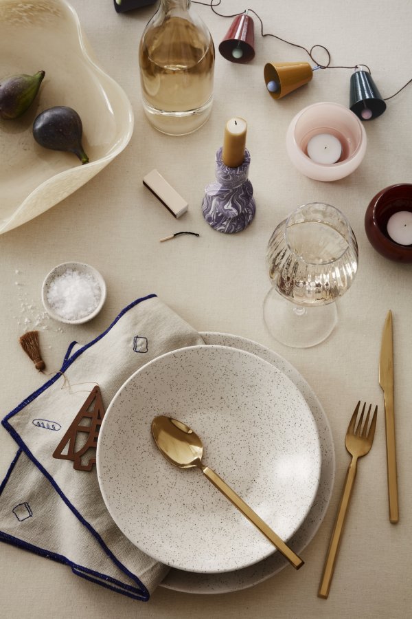 BROSTE COPENHAGEN Agate lysestage (st af 3), farvet glas (: 9 cm)