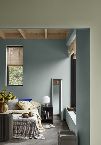 BROSTE COPENHAGEN Tenna vgspejl, rektangulr - spejlglas og rainy day gr MDF (140x38)