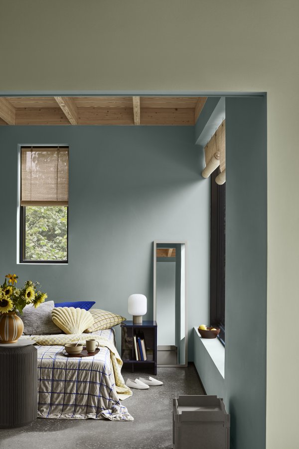 BROSTE COPENHAGEN Tenna vgspejl, rektangulr - spejlglas og rainy day gr MDF (140x38)