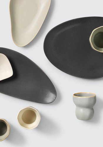 BROSTE COPENHAGEN Limfjord frokosttallerken, organisk - mat mrkegr stentj (16x32)