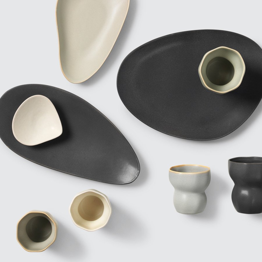 BROSTE COPENHAGEN Limfjord frokosttallerken, organisk - mat mrkegr stentj (16x32)