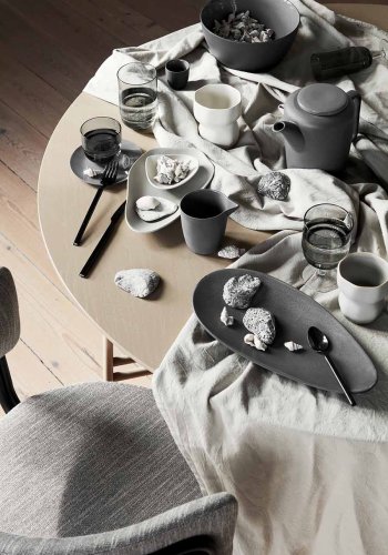 BROSTE COPENHAGEN Limfjord frokosttallerken, organisk - mat mrkegr stentj (16x32)