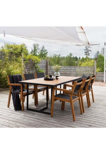 VENTURE DESIGN Khung havebord - brun akacietr og sort stl (200x100)