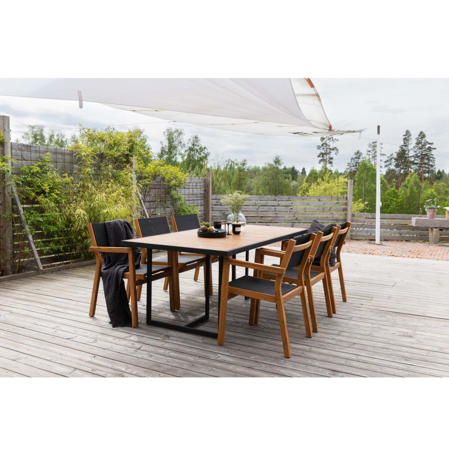 VENTURE DESIGN Khung havebord - brun akacietr og sort stl (200x100)