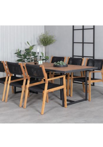 VENTURE DESIGN Khung havebord - brun akacietr og sort stl (200x100)