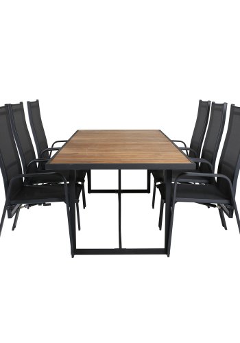 VENTURE DESIGN Khung havebord - brun akacietr og sort stl (200x100)