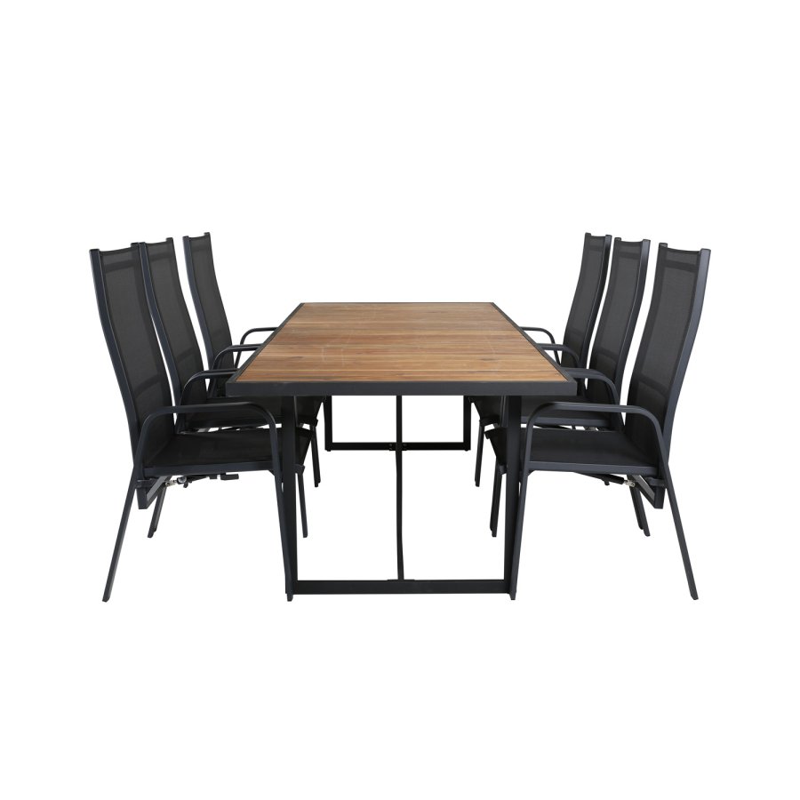 VENTURE DESIGN Khung havebord - brun akacietr og sort stl (200x100)