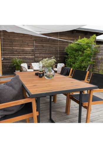 VENTURE DESIGN Khung havebord - brun akacietr og sort stl (200x100)