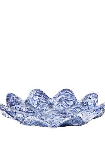 BROSTE COPENHAGEN Lilja Deco tallerken, rund - intense bl og hvid keramik