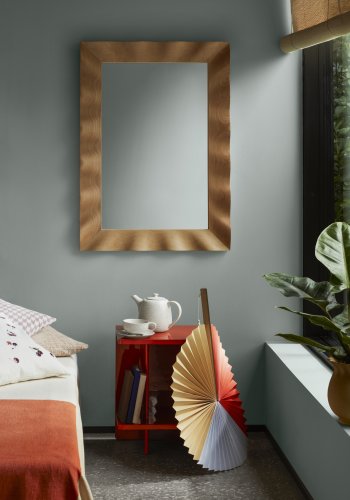 BROSTE COPENHAGEN Wavy vgspejl, rektangulr - spejlglas og natur bg (100x70)