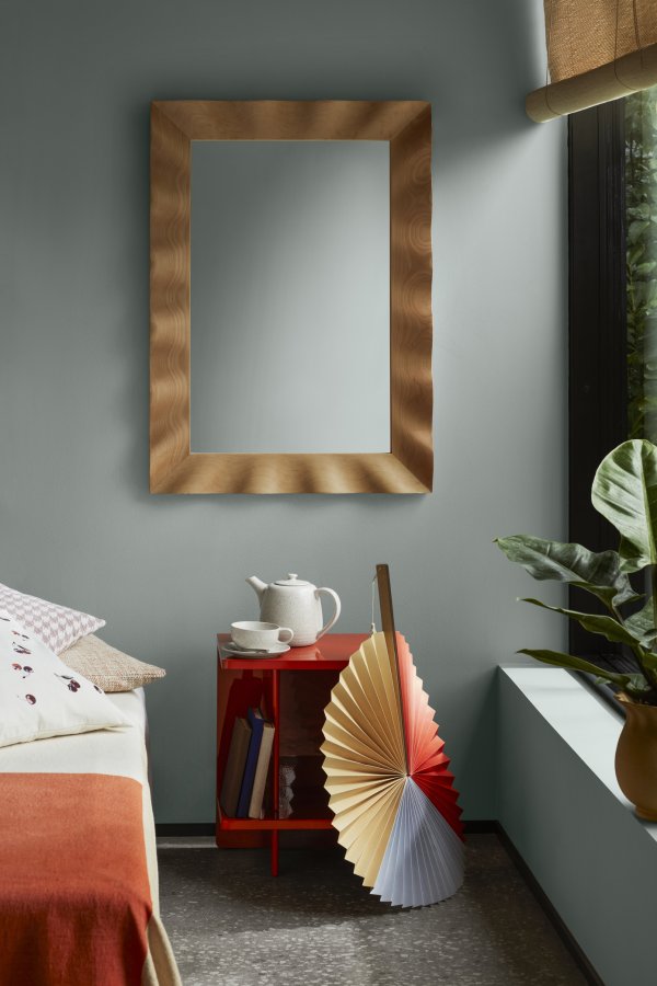 BROSTE COPENHAGEN Wavy vgspejl, rektangulr - spejlglas og natur bg (100x70)